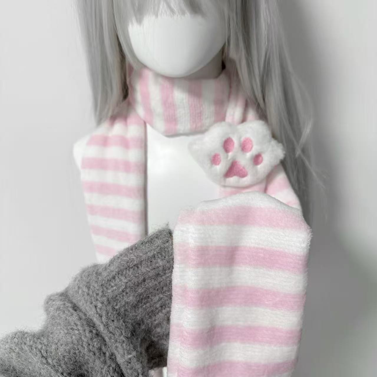 Kawaii Kniied Scarf Cat Paw De - đánh giá và giá Travel Accessories Aesthetic