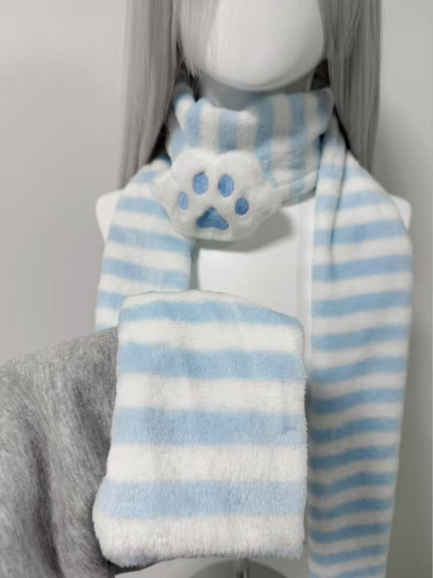 Kawaii Kniied Scarf Cat Paw De - đánh giá và giá Travel Accessories Aesthetic