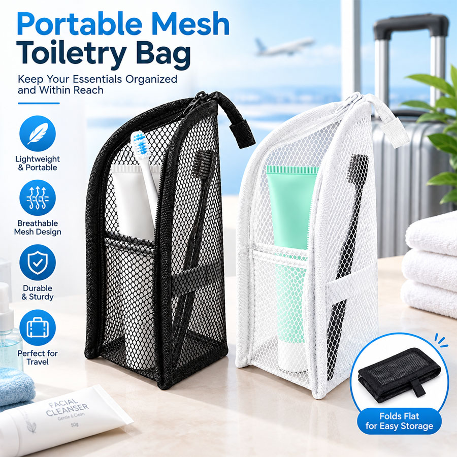 1Pc Portable Mesh Toiletry Bag - đánh giá và giá Travel Accessories Organizer Bag
